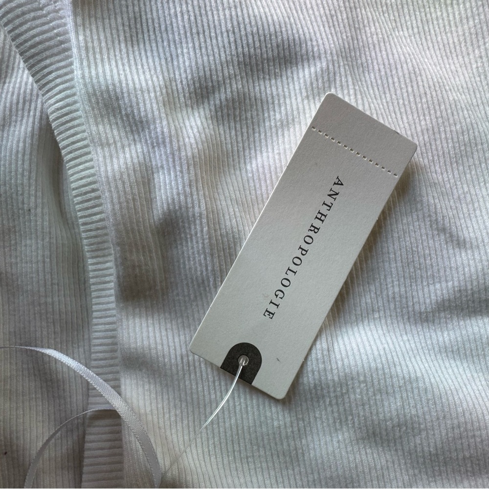 Anthropologie White Ribbed One-Shoulder Camisole - Picture 7 of 7